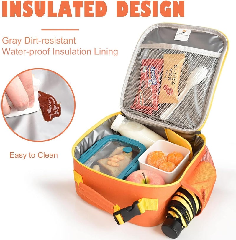 CaCTOUR Lunch Box Kids,Premium Insulated Lunch Bag for Girls Boys,Soft Bag Mini Cooler Back to School Thermal Reusable Lunch Bag for Work School Picnic (Orange) - Image 5